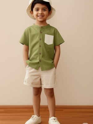 Pebble pocket band shirt & shorts